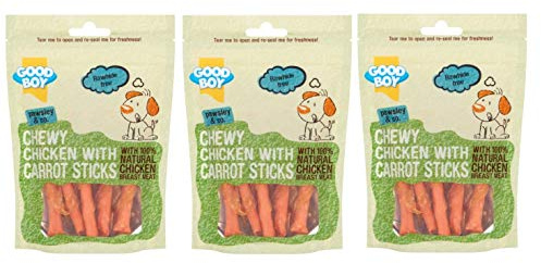 GoodBoy 3 X 90G CHEWY CHICKEN WITH CARROT STICKS NATURAL DOG TREAT CHEWS