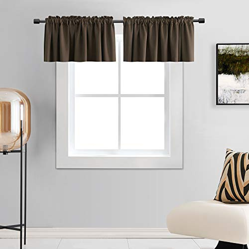 DONREN Blackout Valances for Windows - Coffee - 2 Panels - 42 x 12