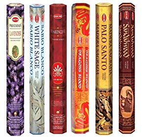 Hem Incense Sticks – 6 Fragrances (Lavender, White Sage, Frankincense, Dragon’s Blood, Palo Santo & Sandalwood) | 120 Sticks | Natural Aromatherapy for Meditation, Relaxation & Home Fragrance