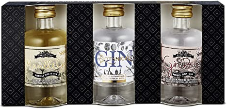 Wajos Gin Geschenkset mit 3 Gins (3x40ml) in Geschenk-Verpackung, Gin Probierset als Geschenk für Männer
