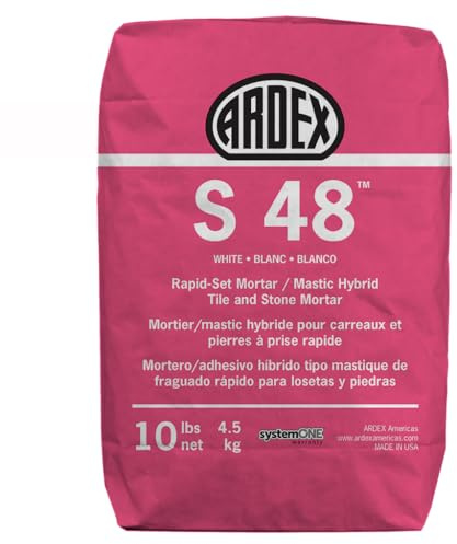 Ardex S 48 Versatile, Rapid-Set, Polymer-Modified Thinset Mortar Adhesive, Flooring Underlayment for Stone, Ceramic Tile, 10 lb (4.5 kg) Bag, White