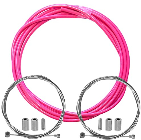 cyclingcolors cykelbromsmantel med kabel ändkåpor fram kit baktill, kompatibel med Shimano Sram cykel stadsväg mountainbike insats prestanda kabel (neonrosa)