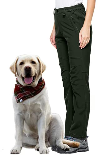 Jessie Kidden Waterproof Hiking Trousers Womens, Outdoor Snow Ski Fishing Walking Fleece Lined Insulated Soft Shell Winter Pants # 5088F-Army Green-4