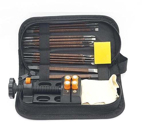 LeTkingok Set Professionale di Coltelli Al Manganese per Incisione Su Sigillo da 18 Pezzi, Scalpello per Intaglio Della Giada con Morsetto da Banco