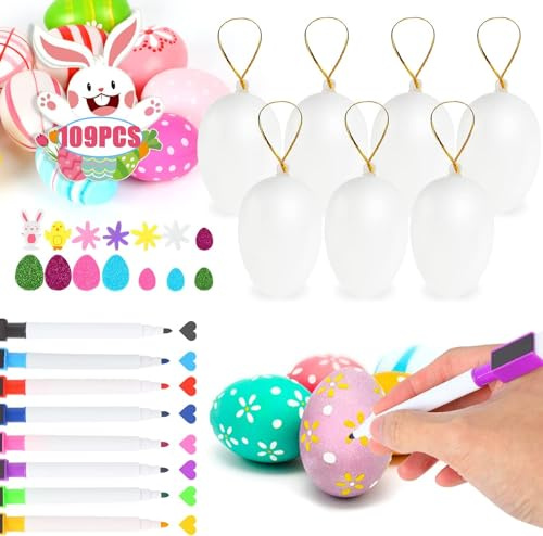SULOLI 109pcs Ensembles de Décoration de Pâques 20pcs Oeufs de Pâques