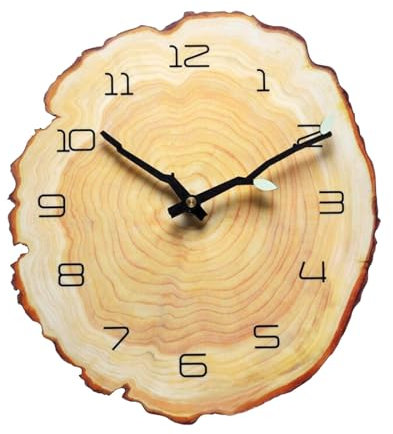 Baoblaze Orologio da Parete con Anello Annuale Orologio Silenzioso con Venature del Legno per Bagno, Soggiorno, Casa