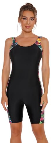 Odizli Traje de baño para mujer con pierna de verano, sin mangas, push-up, deporte, neopreno, con copas