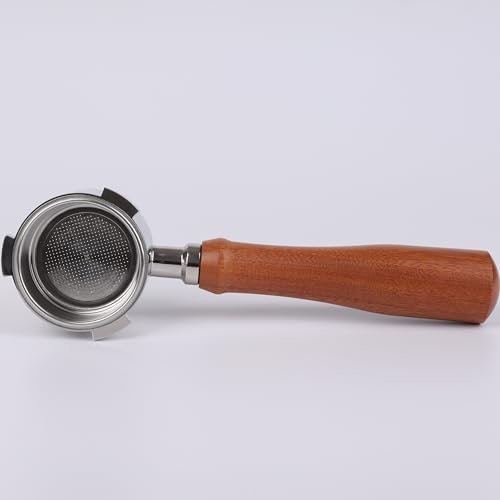 CAPFEI Portafiltro sin fondo de 51 mm para DeLonghi Dedica EC680/EC685/EC885 con 3 orejas y mango de madera | Filtro Basket 0,3 mm Poros