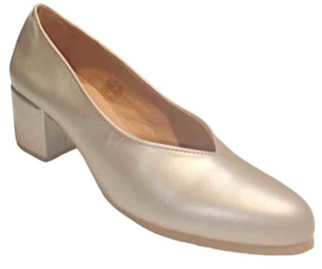 ARIADNA SÁNCHEZ Zapatos de Salón Mujer BELONA, Cómodos 24 Horas para Azafatas, Trabaio. Calzado de Piel Fabricado en España Tacón Medio (Dorado, Sistema Tallas Calzado EU, Adulto, Números, Ancho, 38)