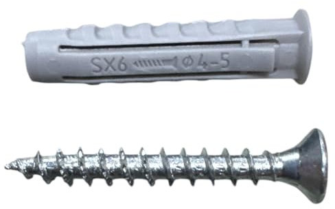 VITFER Kit de 100 tacos Fischer SX 6 + 100 tornillos Panelvit 4,5 x 35 mm | Fijaciones para pared, madera, hormigón | Tacos universales con tornillos galvanizados | Uso interior y exterior 200