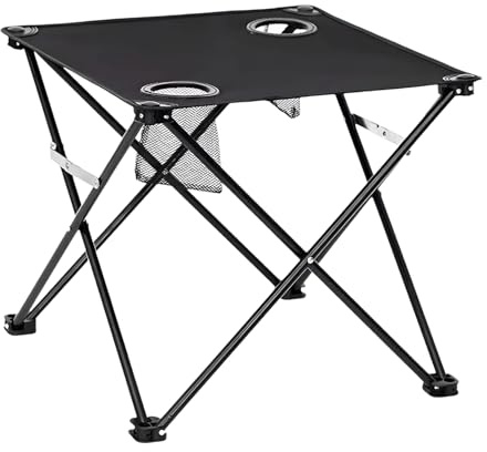 Portable Camping Table, Folding Beach Table with 2 Cup Holders, Camping Accessory Outdoor Portable Desk for Dining Travel Fishing Balcony Patio Picnic Yard Garden Beach Home