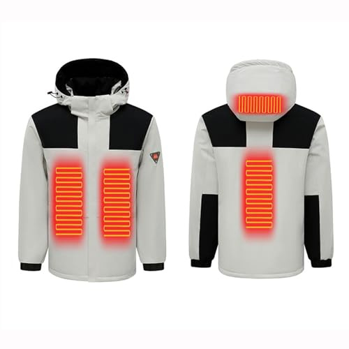 AEGJEGVD Veste Chauffante Homme Femme Doudoune Manteau Chauffant Électrique Lavable avec 4 Zones Chauffage Blouson Manteaux Imperméables pour Ski Plein Air Randonnée Hiver Moto Chasse Camping