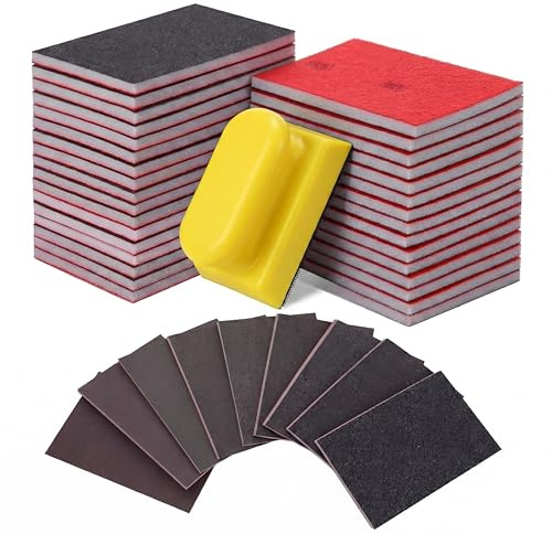 32Pcs Sanding Sponge Kit, 180-3000 Grit Foam Sanding Block with Sand Paper, Reusable Wet/Dry Fine Sandpaper for Wood, Metal, Auto, Jewelry, Musical Instruments, DIYers