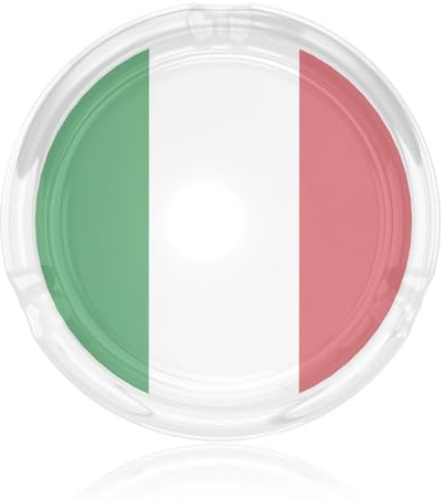 Italiensk flagga tryck rund askkopp i glas klar för inomhus utomhus användning dekor askfat för hemmakontor