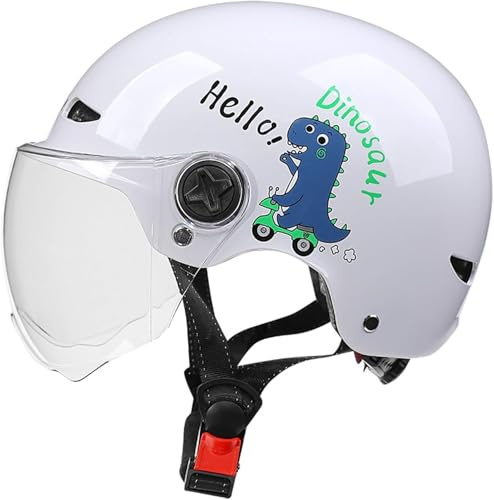 Caimcie Casco da Moto Jet per Bambini, Casco da Scooter omologato ECE/DOT con Visiera, Casco da Scooter per Bambini e Bambine dai 3 ai 12 Anni B,54-56CM
