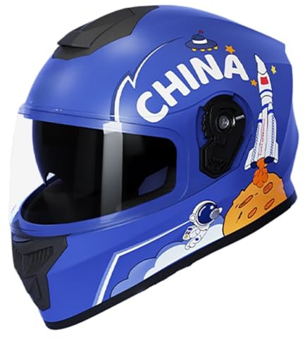 Casque Intégral pour Garçons Et Filles, Casque De Sécurité pour Enfants (Trottinette/Vélo), Homologué ECE 22.06, Casque De Moto pour Enfants avec Double Visière