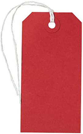 JAM PAPER Gift Tags with String - Medium - 4 3/4 x 2 3/8 - Red - 10/Pack