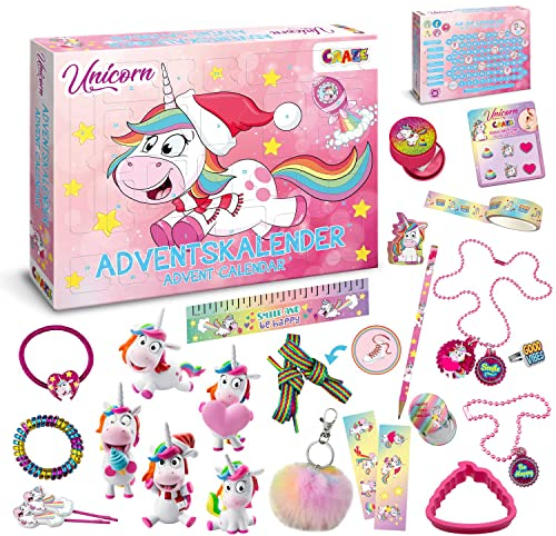 CRAZE Calendario De Adviento Con Juguetes Para Niños Y Niñas: Calendario De UNICORN Surprise Con 24 Sorpresas Y Regalos Para Navidad, Cuenta Atrás Para Diciembre