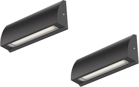 ledscom.de 2X LED wall Light/Staircase Light SEGIN for Outdoors, IP54, Flat, Downlight, Black matt, Angular, 6.2 W, 566lm, Warm White
