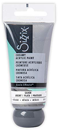 Sizzix Effectz Creamy Metallic Acrylic Paint Silver 60ml, 664561, 60 ml (Pack of 1)