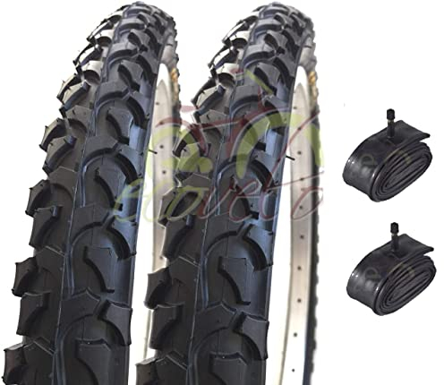 2 Reifen 24 x 1,95 (54-507) + AMERICA Ventil | Schwarze Reifen MTB Fahrrad Mountainbike Damen