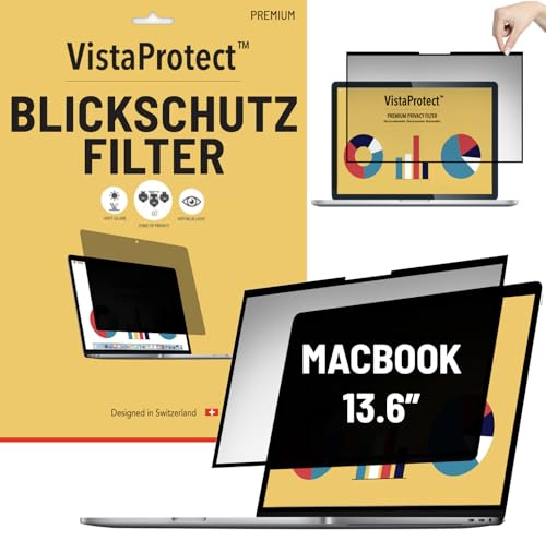 VistaProtect Premium Blickschutzfilter & Anti-Blaulicht-Filter. Magnetisch Displayschutzfolie für Apple MacBook Air 13 M2/M3/M4 (13.6 - 2022+)