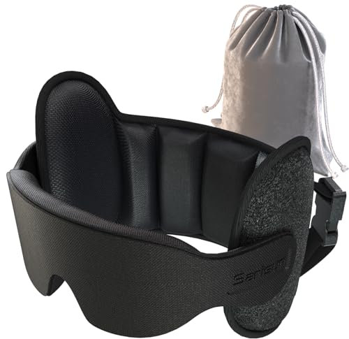 SARISUN Cuscino da viaggio, cuscino per aeroplano per lunghi voli, cinghia di supporto a 360° con maschere oscuranti per dormire, essenziali da viaggio in aereo, stop Bobblehead, nero, per sedili con