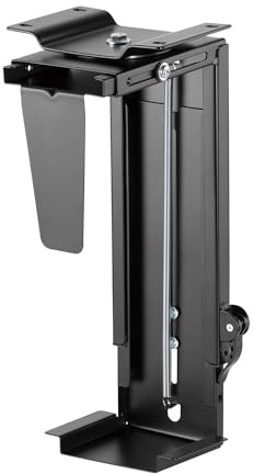 AISENS Soporte Giratorio y Altura Personalizable para CPU por Debajo de Escritorio con Mango de Bloqueo Fácil Negro