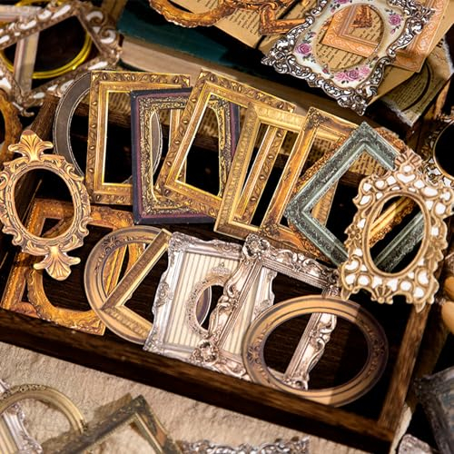 NATOSU 40 Europäischer Stil Rahmen Scrapbook,Vintage Hohle Geprägt Foto Rahmen Material Scrapbooking Hintergrund Fenster Rahmen Papier für DIY Vintage Journaling Zubehör