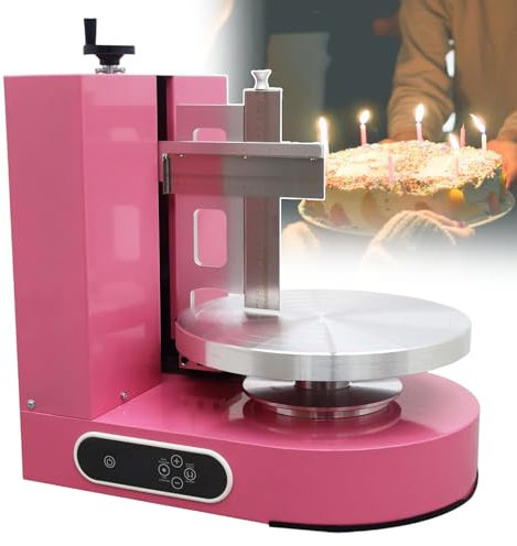 smafoseedding Máquina De Decoración De Recubrimiento Liso De Crema para Pasteles De Cumpleaños,Herramientas para Hornear Pasteles De Cumpleaños De 4-12 Pulgadas,Pausa con Un Botón,Red