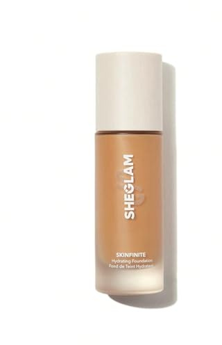 SHEGLAM Skinfinite Hydrating Foundation Flawless Dewy Foundation Hydrating Coverage Invisible Pore Concealer Pore-less Non-Greasy Lightweight Natural Soft Liquid Foundation-Caramel