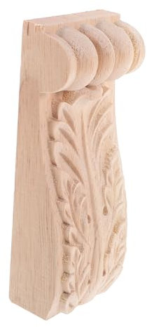 QUMIIRITY Wooden Carving Corbels European Style Rustic Wall Bracket 5x12.3cm Solid Wood Decorative Corbels for Home Corners and Furniture Accent