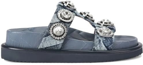 Damen Pantolette Kurt Geiger Orson Crystal aus gestepptem Denim mit Steinen - ORSON CRYSTAL 9107188669 - Gr, blau, 38 EU