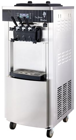 Furvveerr Máquina para Hacer Helados Comercial Máquina Profesional de Helados 2200W Máquinas de Helado Suave de 20-28 L/H,3 Sabores,Máquina de Hielo Vertical,Máquinas de Helado y Yogur Helado