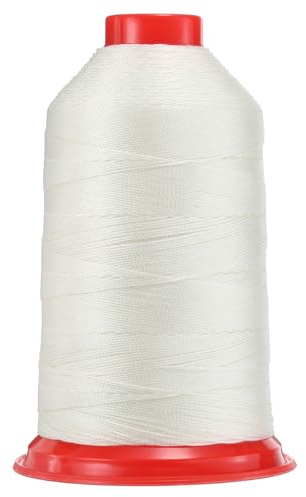 QUARKZMAN 962 Yards Fil à Coudre en Nylon Lié Taille 630D/3 Fil à Coudre-Renforcé Nylon pour Tissus D'ameublement Extérieur pour Cuir Jeans et Tissage Blanc Originel