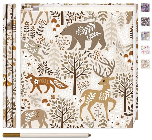 Vienrose Self Adhesive Photo Album for 6x4 Pictures, 28 x 27.3 cm Scrapbook with 20 Sheets (40 Pages), Memory Book for Travel, Weddings, Baby Albums with Forest Animals Cover