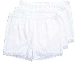 Ulla Popken Pantaloncini Anti-sfregamento in Confezione da Tre con Orlo di Pizzo Bianco Neve 46+ 841796200-46+