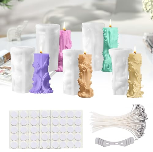 5 Pièces Moules À Bougies En Silicone, Moule À Bougie Pilier, Moules Pour Bougies Bricolage, Moule Bougie En Silicone Pour Savon, Résine, Décoration Maison, Bricolage Diy