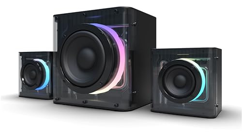 Nova Gaming – GS305 SERPENTIS – Enceinte 2.1 Gaming RGB – Caisson de Basse, Animation RGB, Ports Jack 3.5mm, USB et Micro-SD