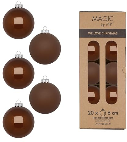 Weihnachtskugeln Glas 6cm 20 Stück - matt & glänzend - Christbaumkugeln Weihnachtsbaumkugeln für Weihnachten - Christbaumschmuck & Weihnachtsbaumschmuck Creamy Hazelnut