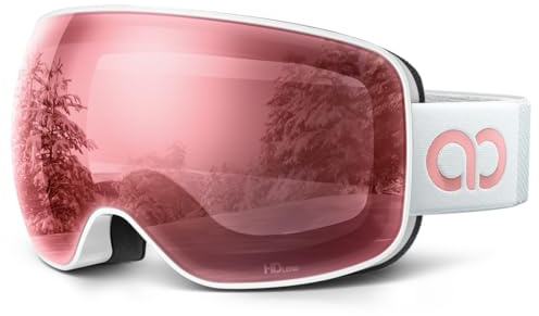 Lamicall Maschera da Sci Uomo, Occhiali da Sci OTG - [Ultra HD Lenti Sferiche & Anti Nebbia Brevettato] Occhiali Snowboard, UV400 Protezione, Maschera Snowboard Donna Visione Più Ampia