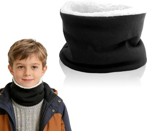 GYIOFAI Calentador de cuello para niños y niñas, cálido forro polar, bufanda de tubo para niños, máscara térmica resistente al viento para esquí al aire libre, correr, niños y niñas, Negro, Talla