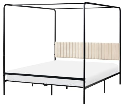 Lit à Baldaquin Double Moderne avec Cadre Métallique 160 x 200 cm Noir Mirabeau