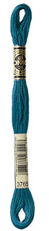 DMC 117–3765 Mouline randig bomull sex tråd sticktwist gänga, dark peacock blue, 8,7-yard