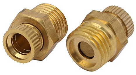 sourcing map 2 Stk Kompressor 1/4 PT Außengewinde Metall Wasser Ablassventil Gold Ton DE de