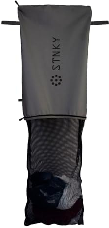 STNKY Bag Pro - Wäschesäcke mit Reißverschlüssen, Griffen und interner Netztasche für Reisen, Yoga, Gesundheitswesen, Gym Kit, Wäsche (XL, Grau)