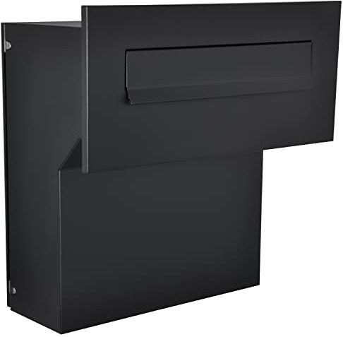 Buzón para Pared empotrable, Color Negro Mate RAL C4, 190-260 mm, 3 Llaves