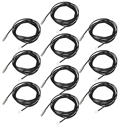 10 Stück Temperaturfühler 5K-100K ohm -25℃ bis 125℃ Temperatursensor NTC Temperatursonde Thermistoren Sensor Zylindrischer Anschlusskopf, 2 Meter Kabellänge(5K B3470)