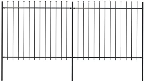WIFESE 340x120 cm Staccionata Esterne con Punta a Lancia Recinzione Decorativa Palizzata da Giardino Staccionata Giardino Recinzione da Giardino in Metallo Recinto Nera in Acciaio