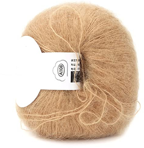 Mjuk Mohair kashmirull, stickgarn lätt handstickgarn, gör-det-själv-halsduk virkat garn med virkning för vävning av halsdukar (18 kaki)